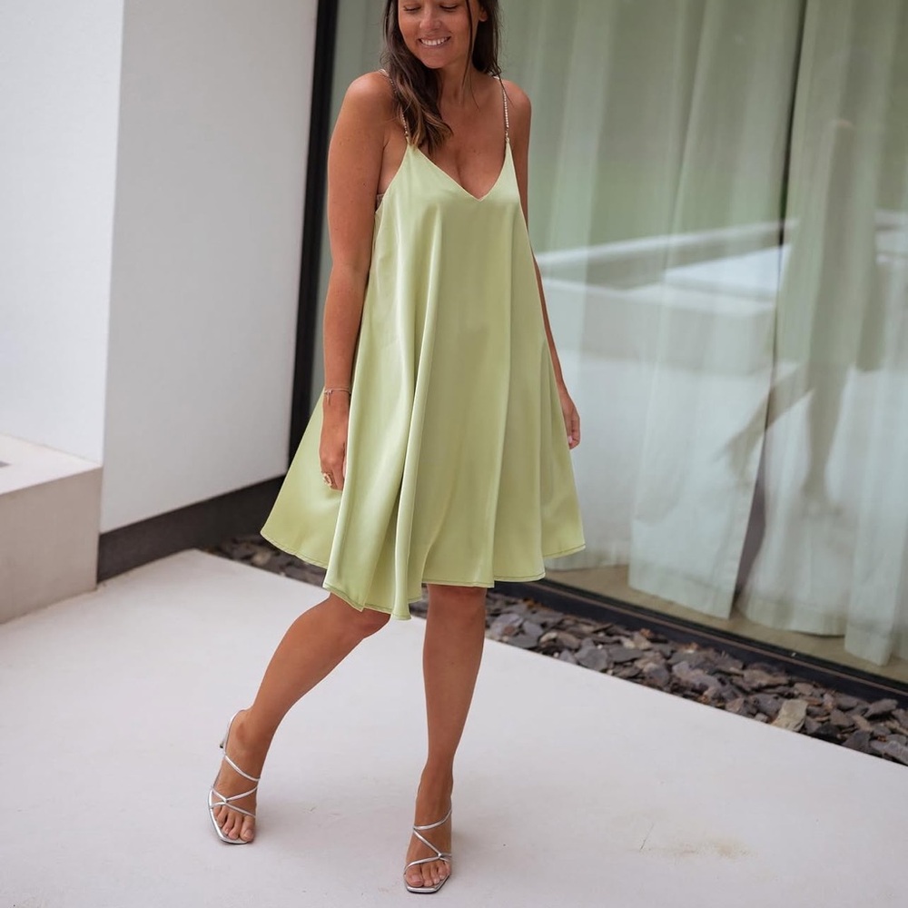 Lime Green A-Line Slip Dress